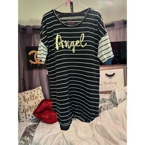 Victorias Secret striped angel gown pj pajamas tunic  sleepshirt medium